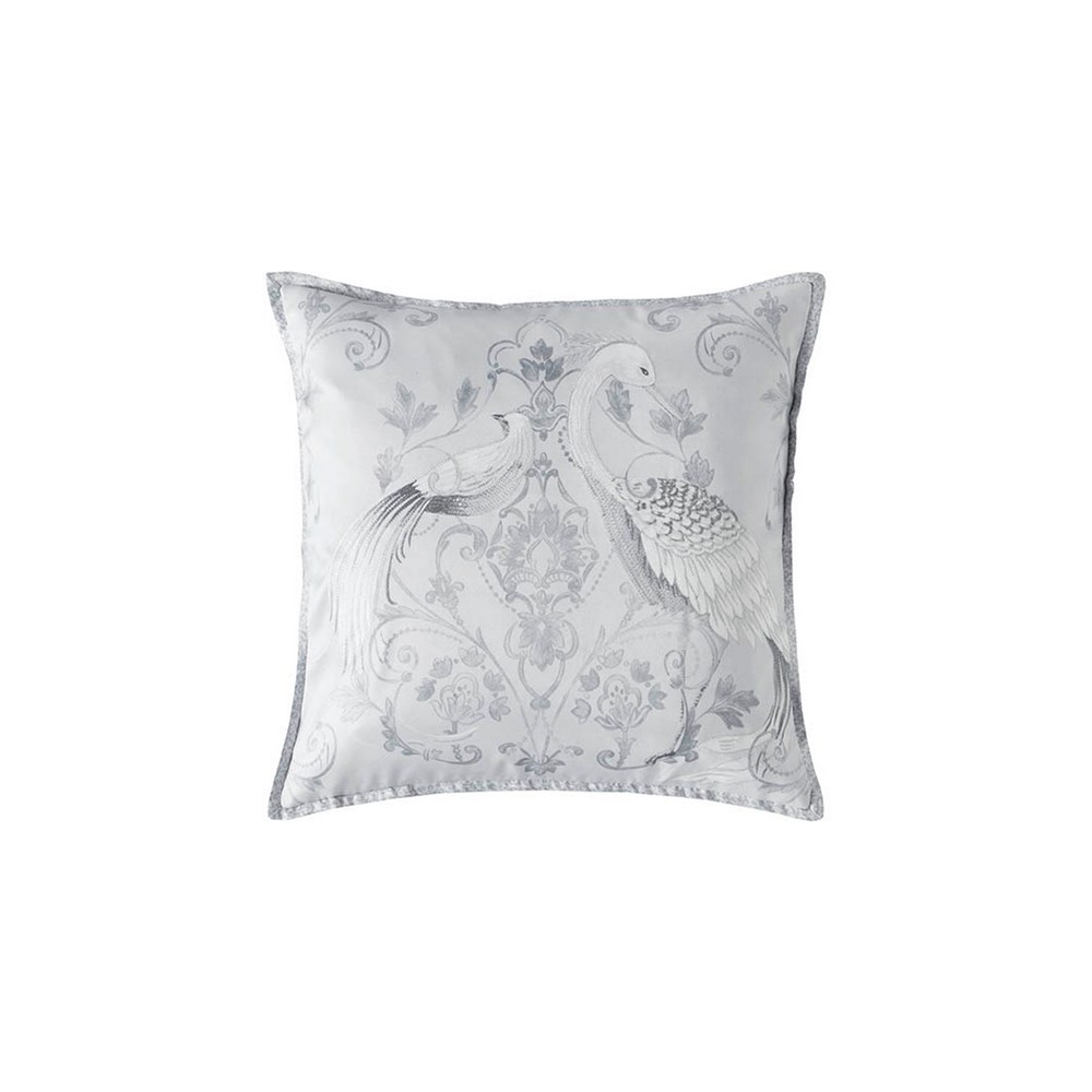 Tregaron Embroidered Cushion by Laura Ashley in Silver Grey